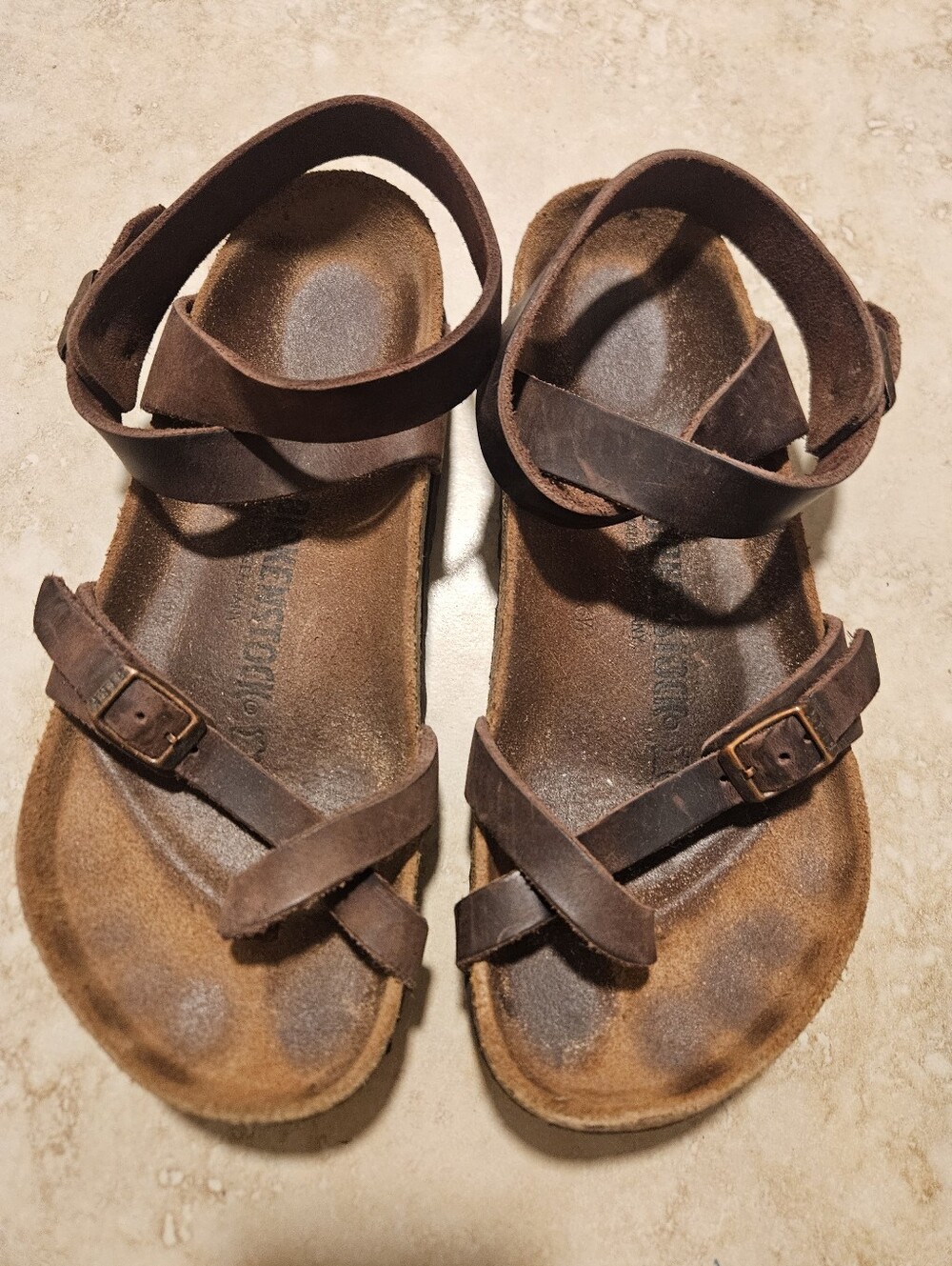 Birkenstock Yara Oiled Leather Ankle Strap Sandals - Habana Brown Size 38eu/8us